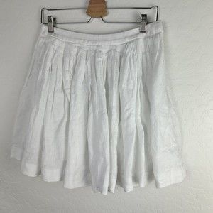J. Crew Women's White Flare Pleated Short Linen Skirt Lined